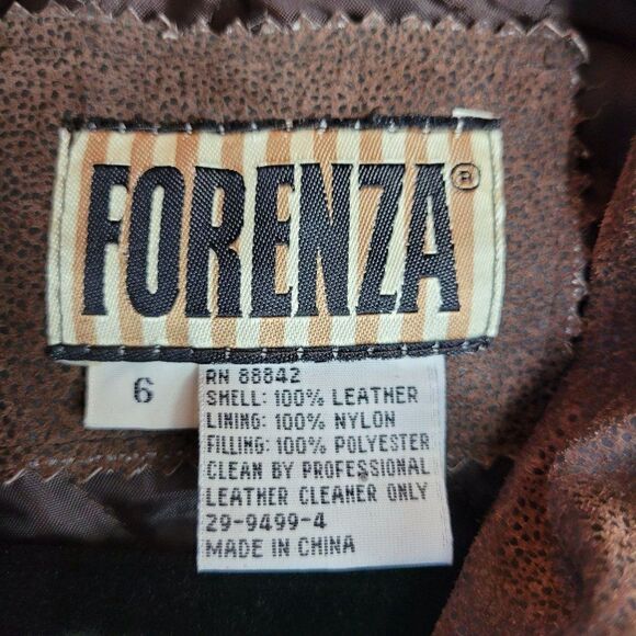 Vintage 80s Forenza Jacket Leather Western Cowgirl Cinched Waist Zip Up Brown S - Picture 4 of 13